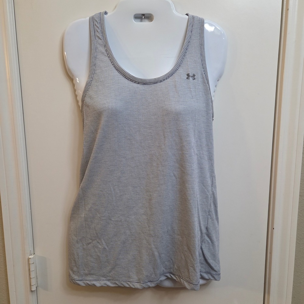 Under Armour Threadborne Tank Top Navy White Grid Racerback Athletic Top